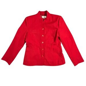 AGB‎ Byer California Red Mandarin Collar Button Front Blazer Jacket Women Size 6